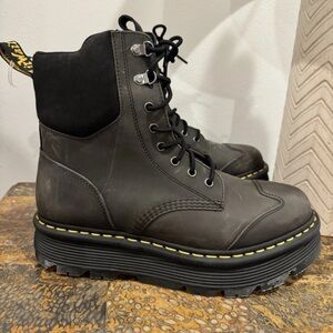 Dr. Martens zebzag Wax Commander Leather Lace Up Boot  Black SZ 12 NEW